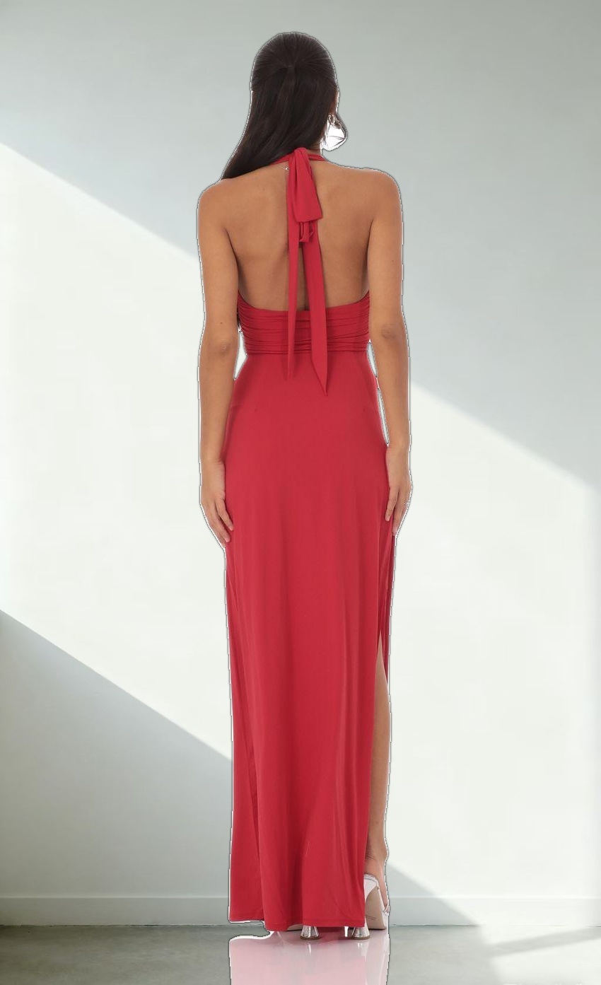 Halter Maxi Dress in Red