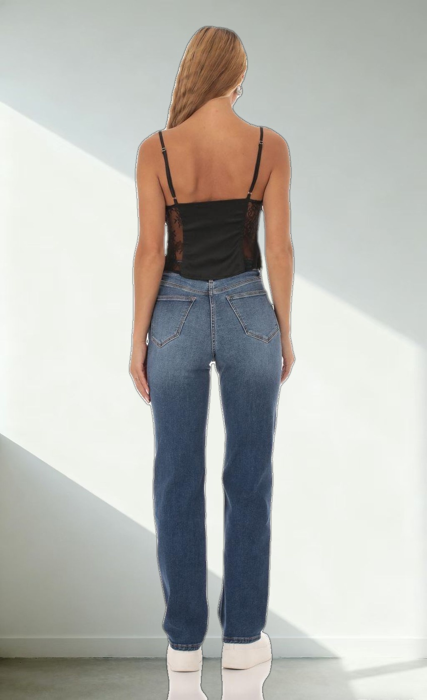 Satin Lace Top in Black