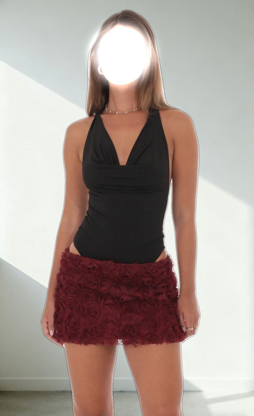 Cowl Neck Bodysuit in Black