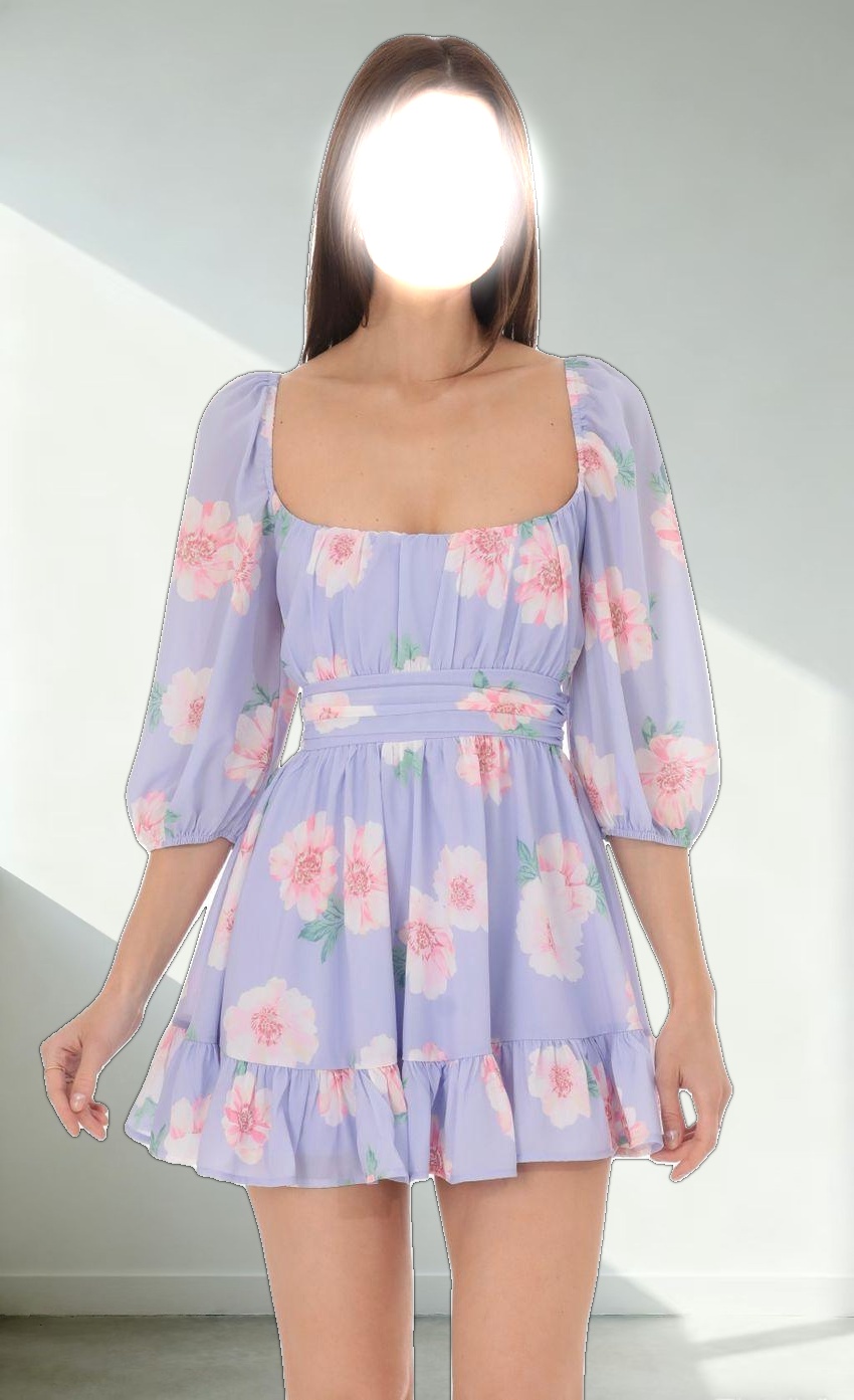 Floral Ruffle Dress in Lavender