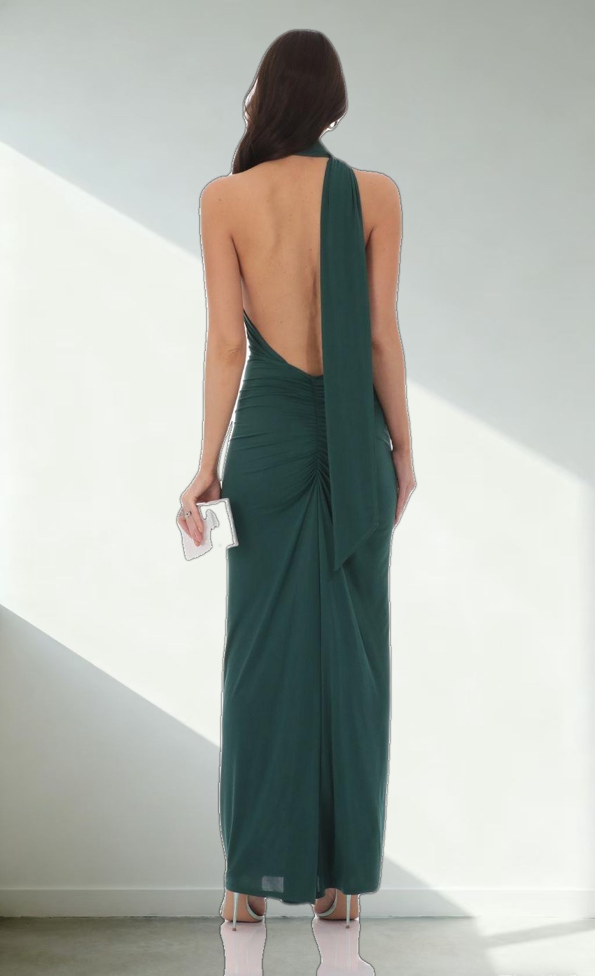 Wrap Scarf Strap Maxi Dress in Green