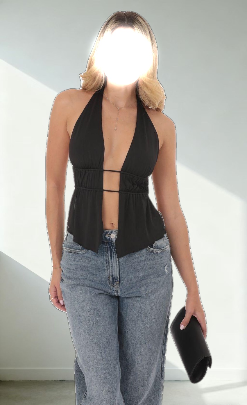 Halter Open Back Top in Black