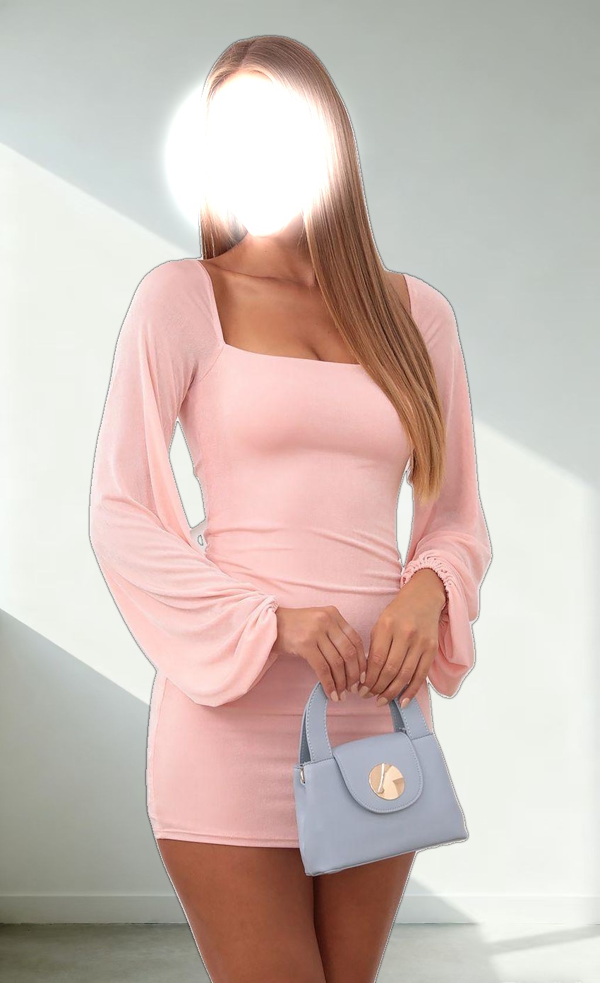 Long Sleeve Bodycon Dress in Pink