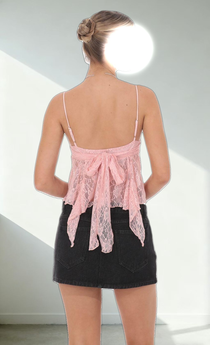 Lace Babydoll Top in Pink