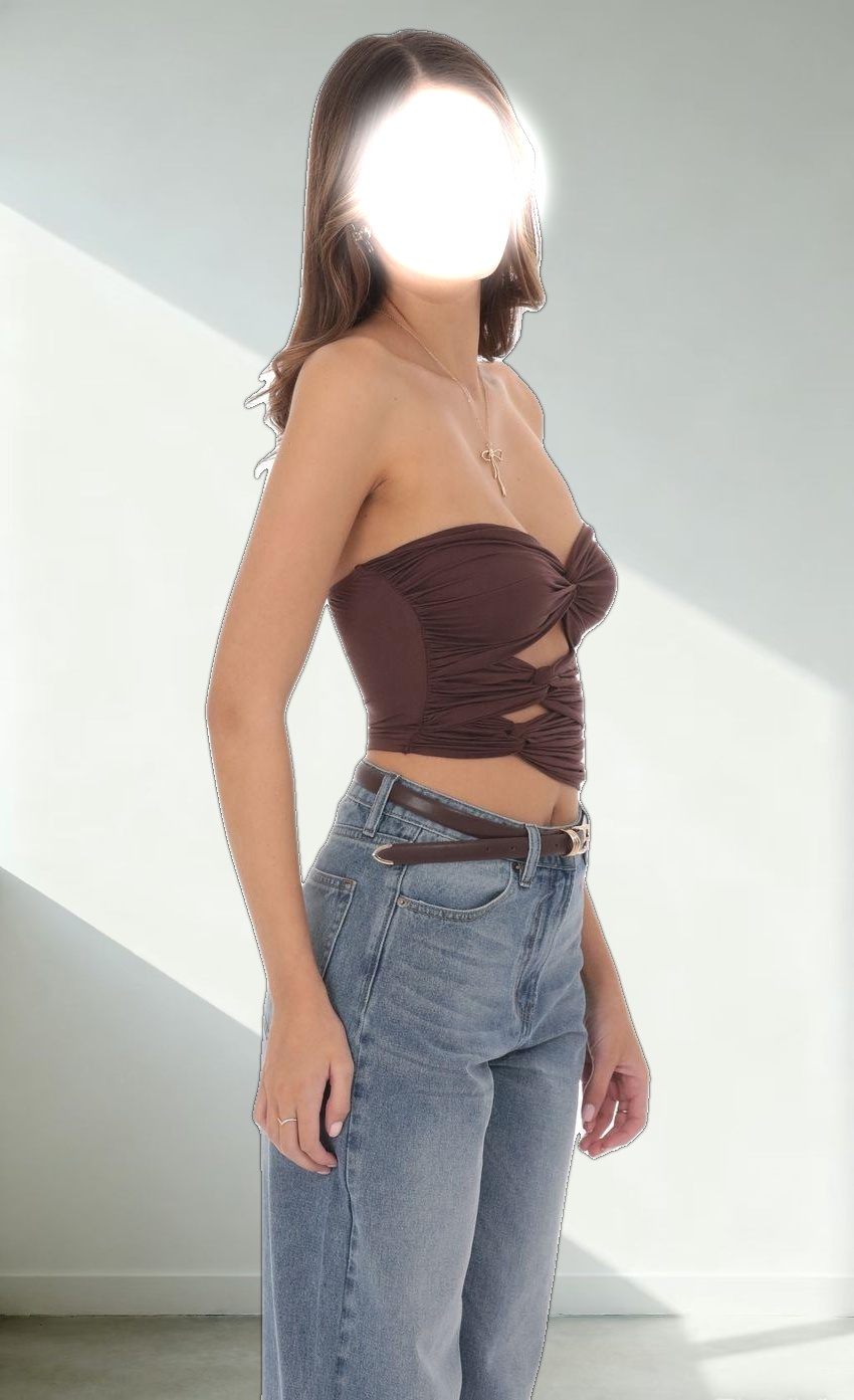 Cutout Twist Top in Brown