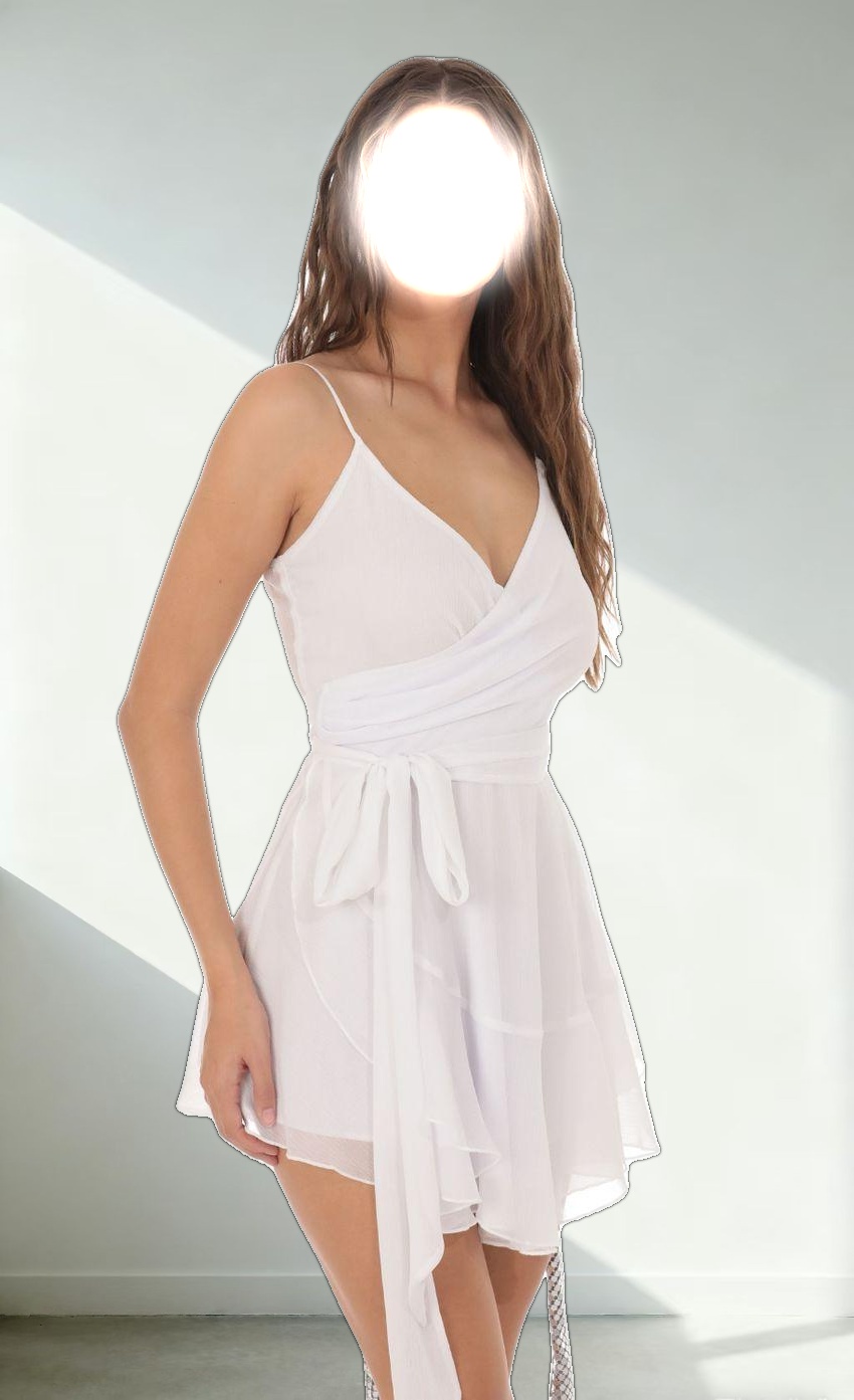 Wrap Dress in White Shimmer