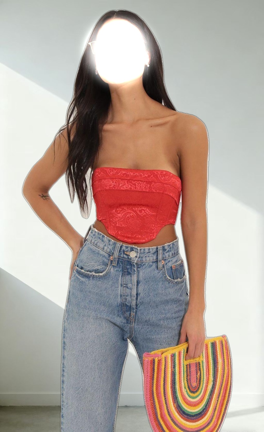Corset Crop Top in Red