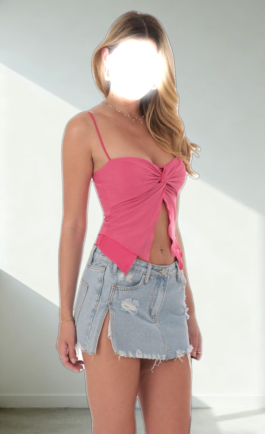 Mesh Twist Top in Magenta