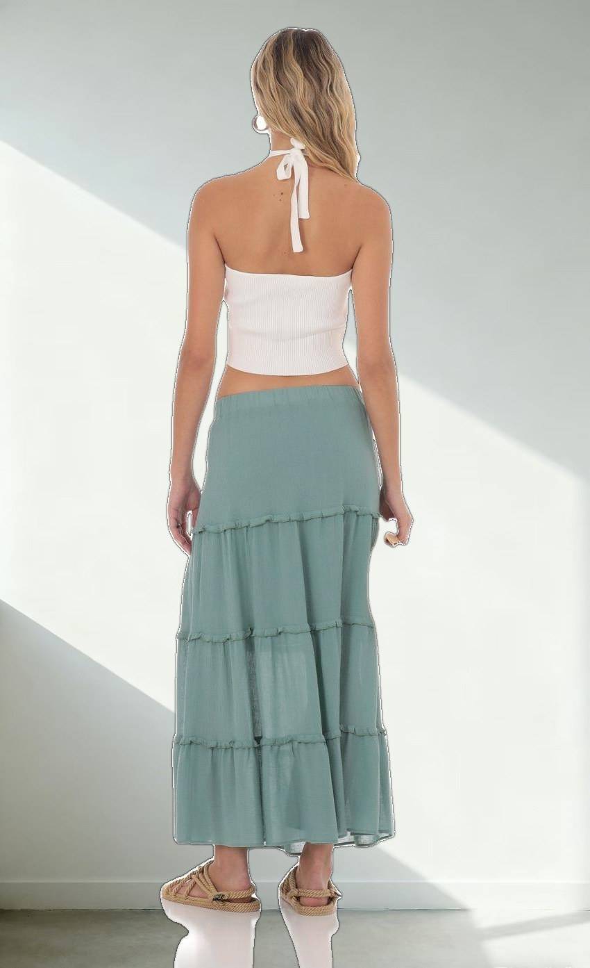 Flowy Maxi Skirt in Sage Blue