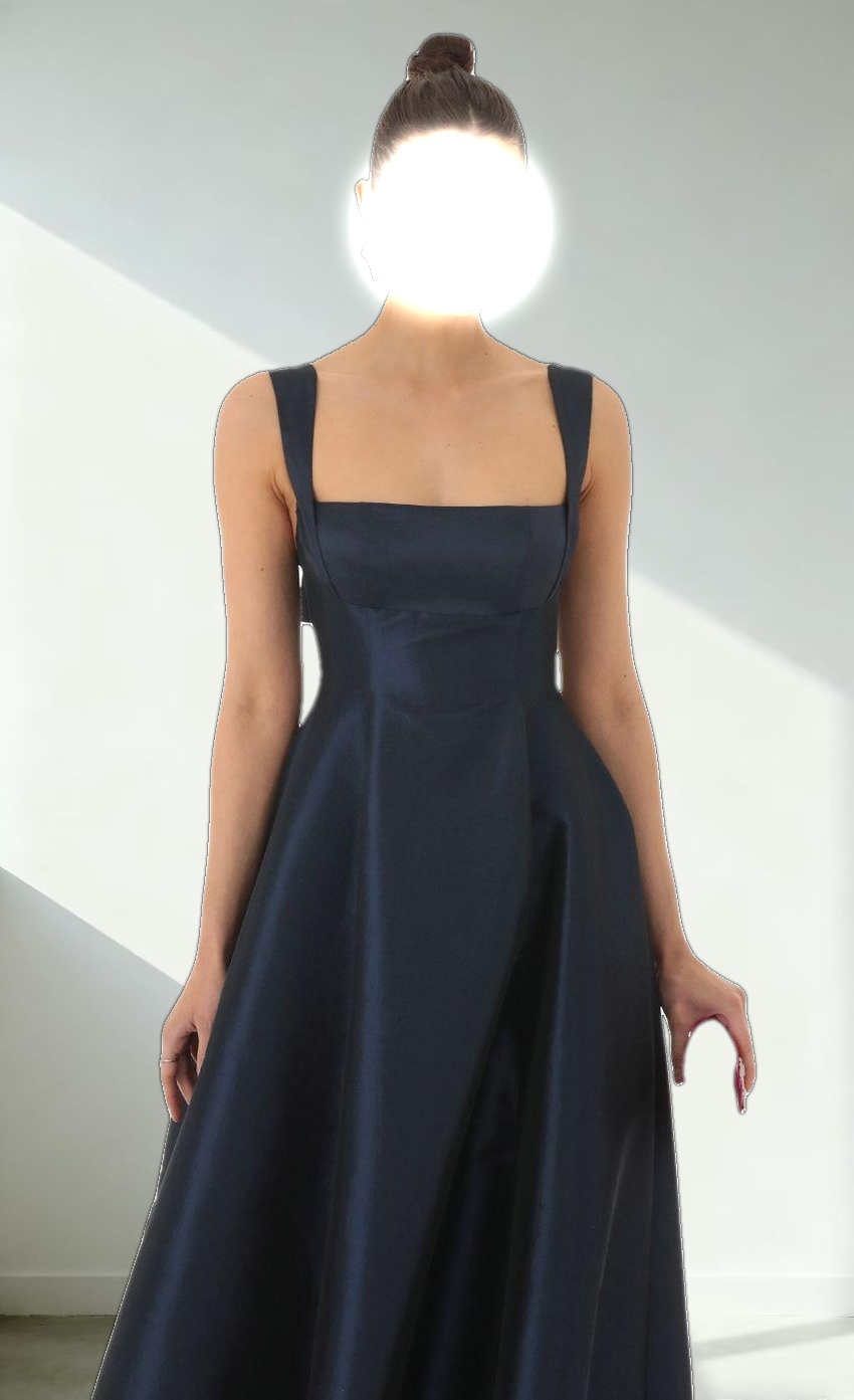 Fit and Flare Maxi Dress in Navy