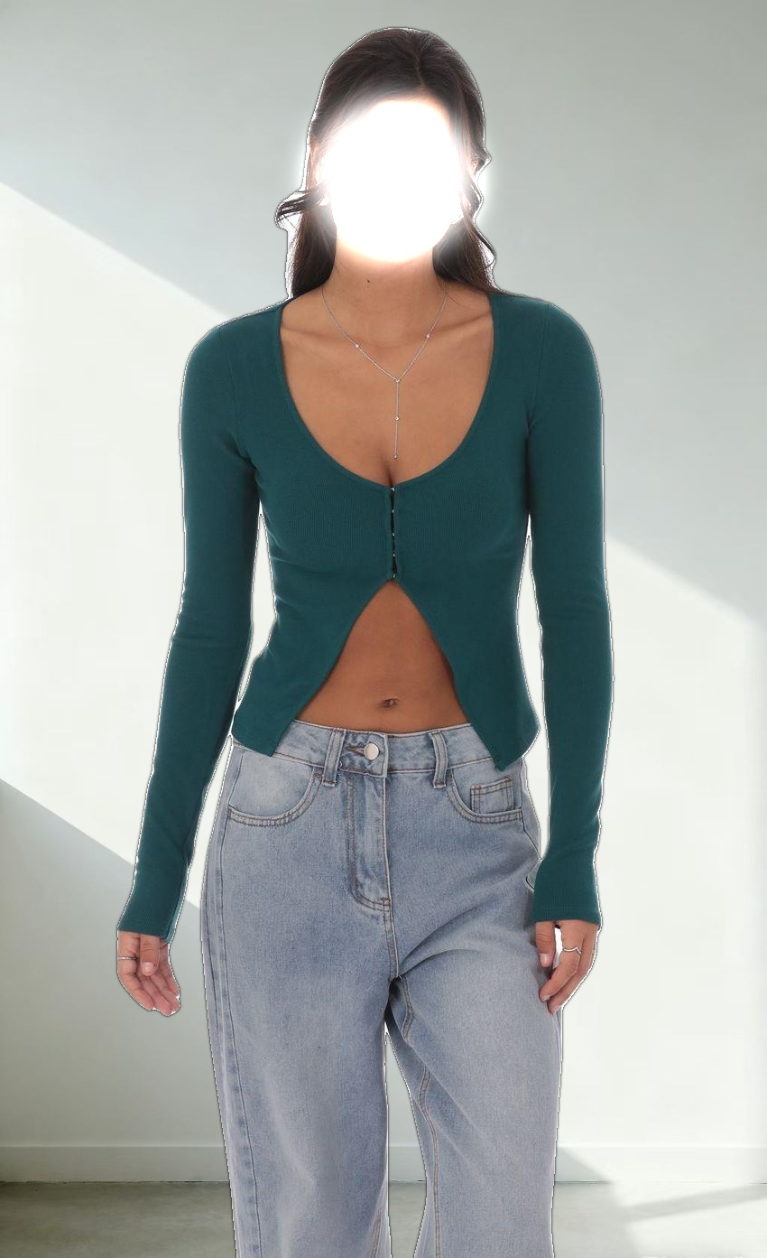 Ribbed Fly Away Top in Teal