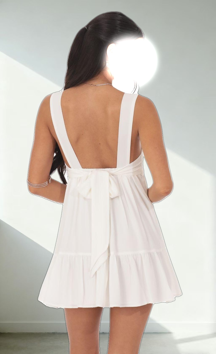 Square Neckline Dress in White