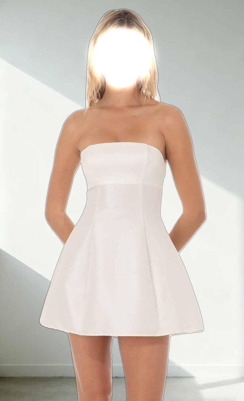 Strapless Flare Dress in Ivory