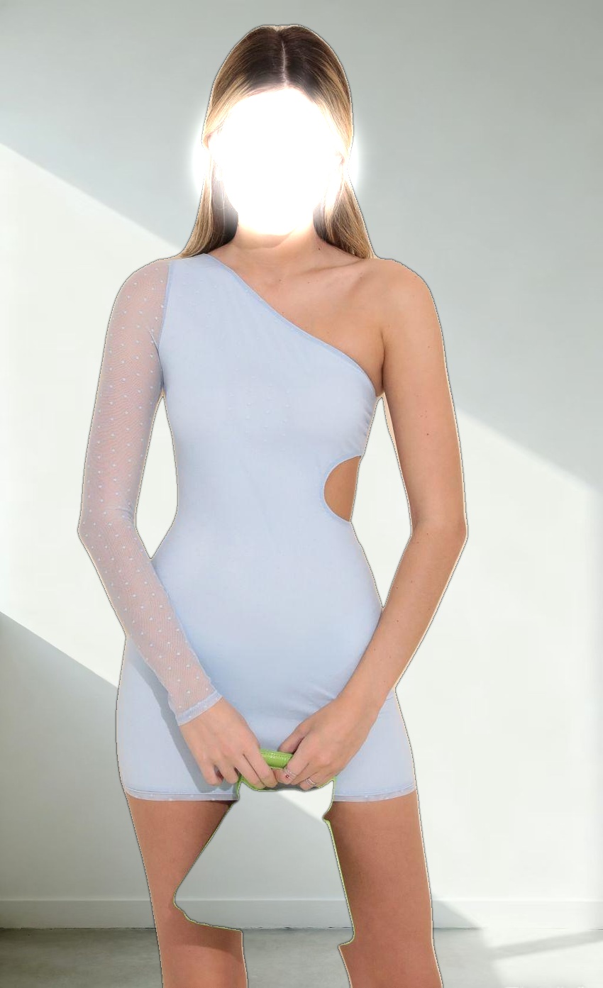 One Shoulder Cutout Dress in Light Blue
