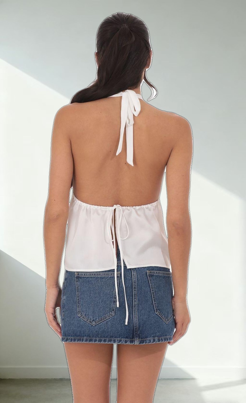 Satin Halter Top in White