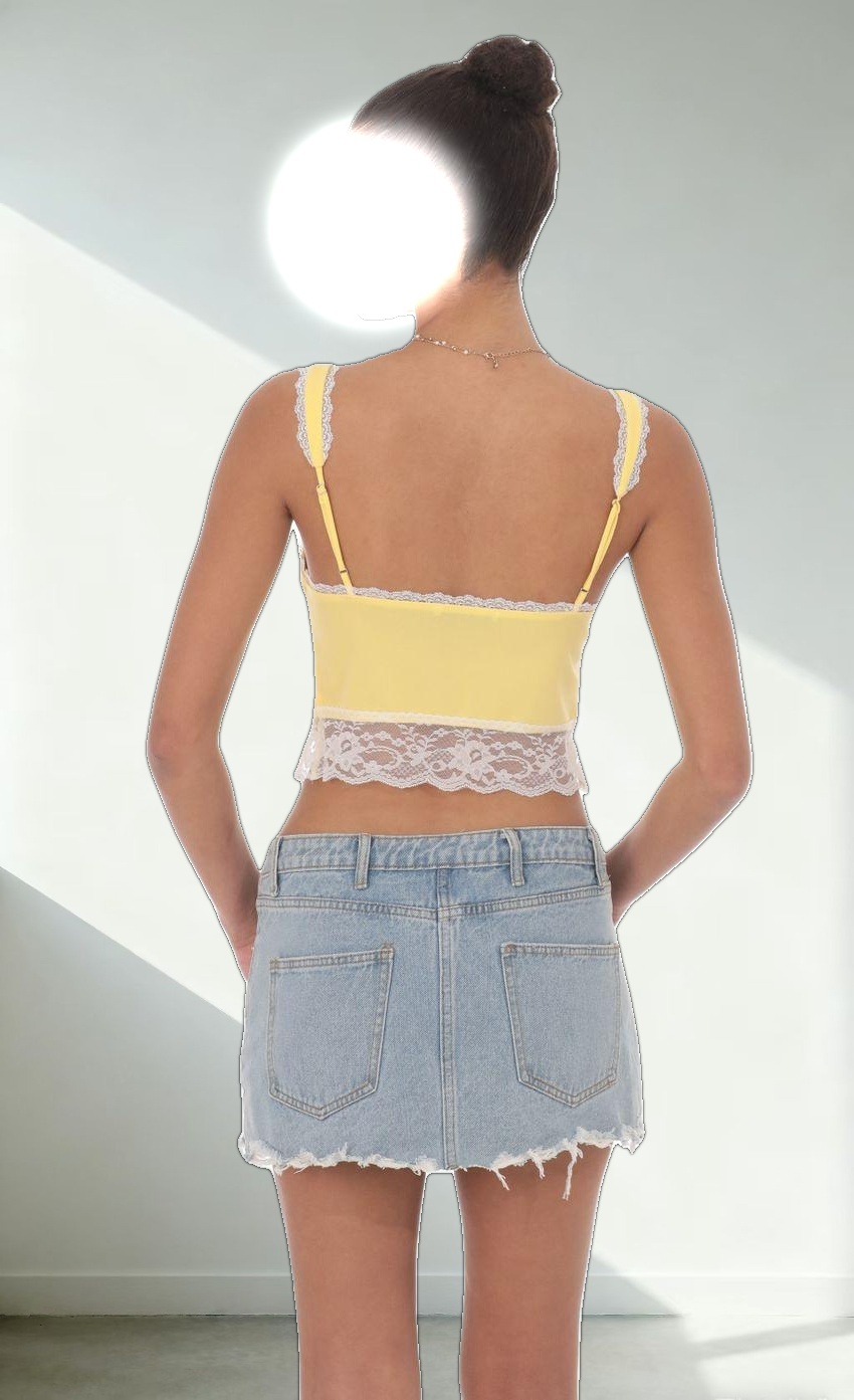 Lace Vest Top in Yellow