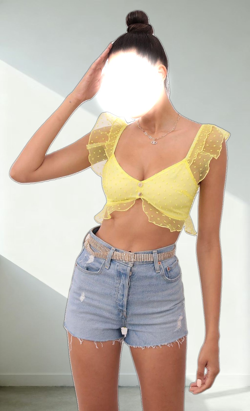 Dotted Chiffon Top in Yellow