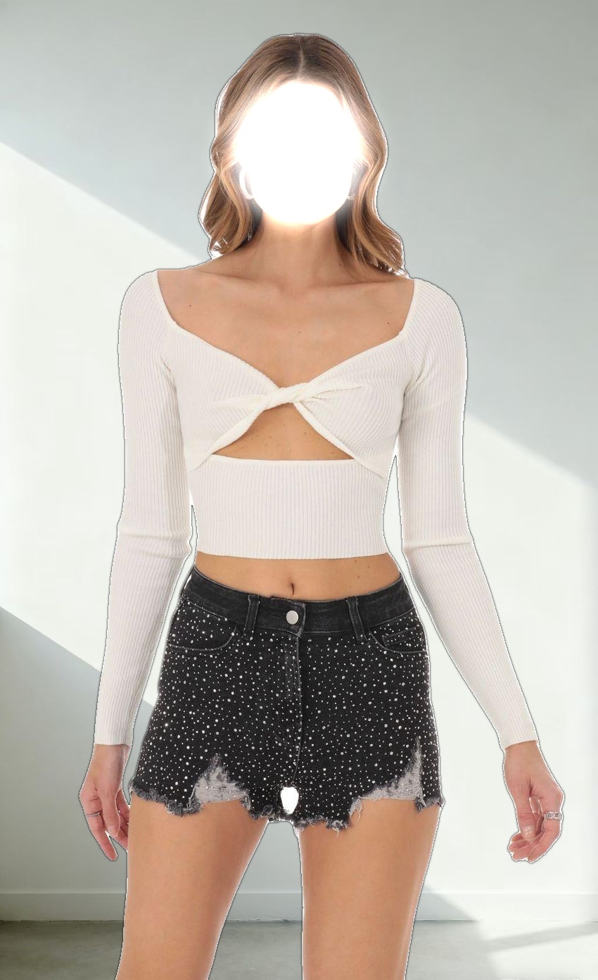 Ribbed Cutout Top in White