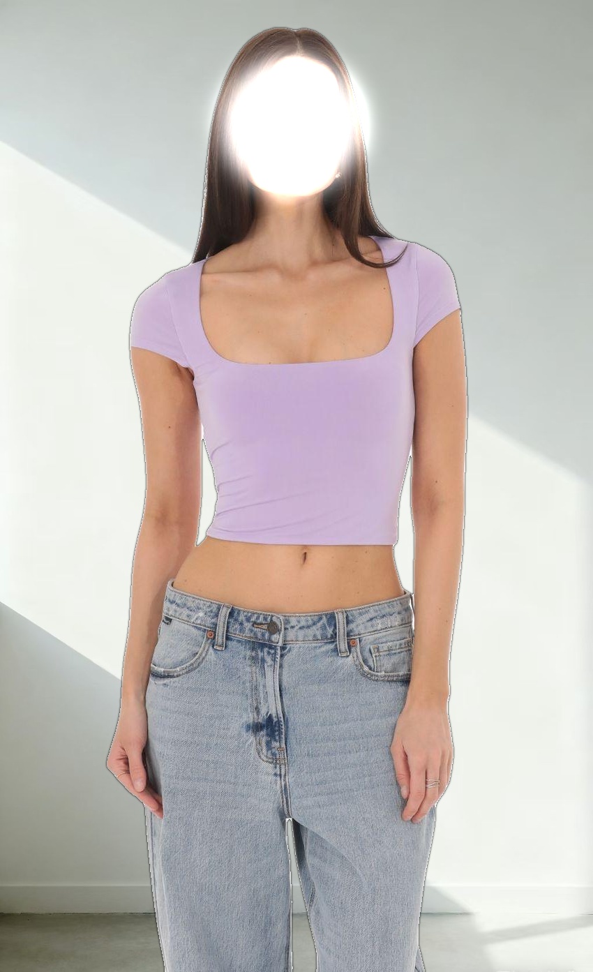 Short Sleeve Crop Top in Lavender