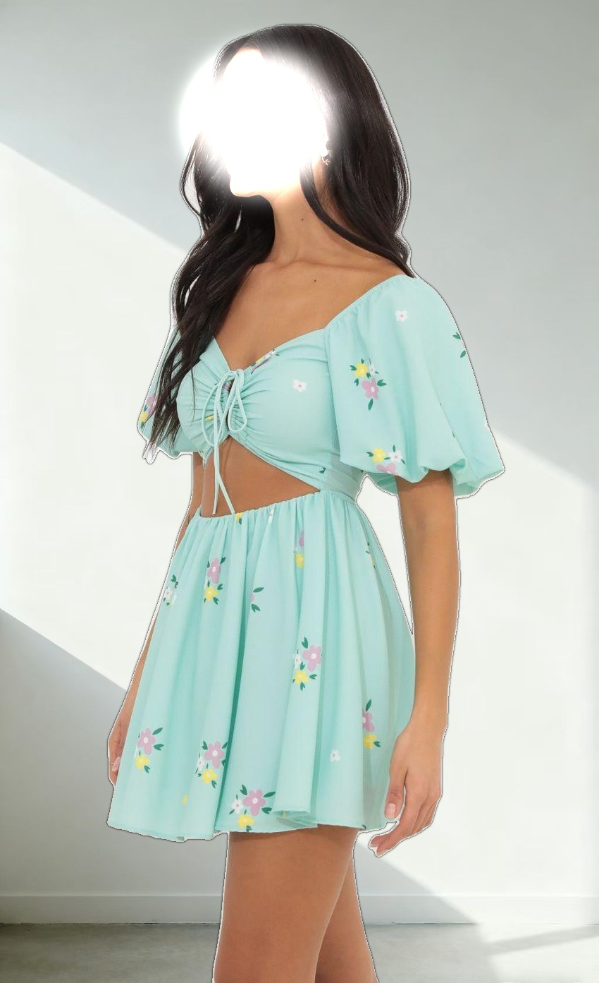 Tummy Cutout Dress in Green