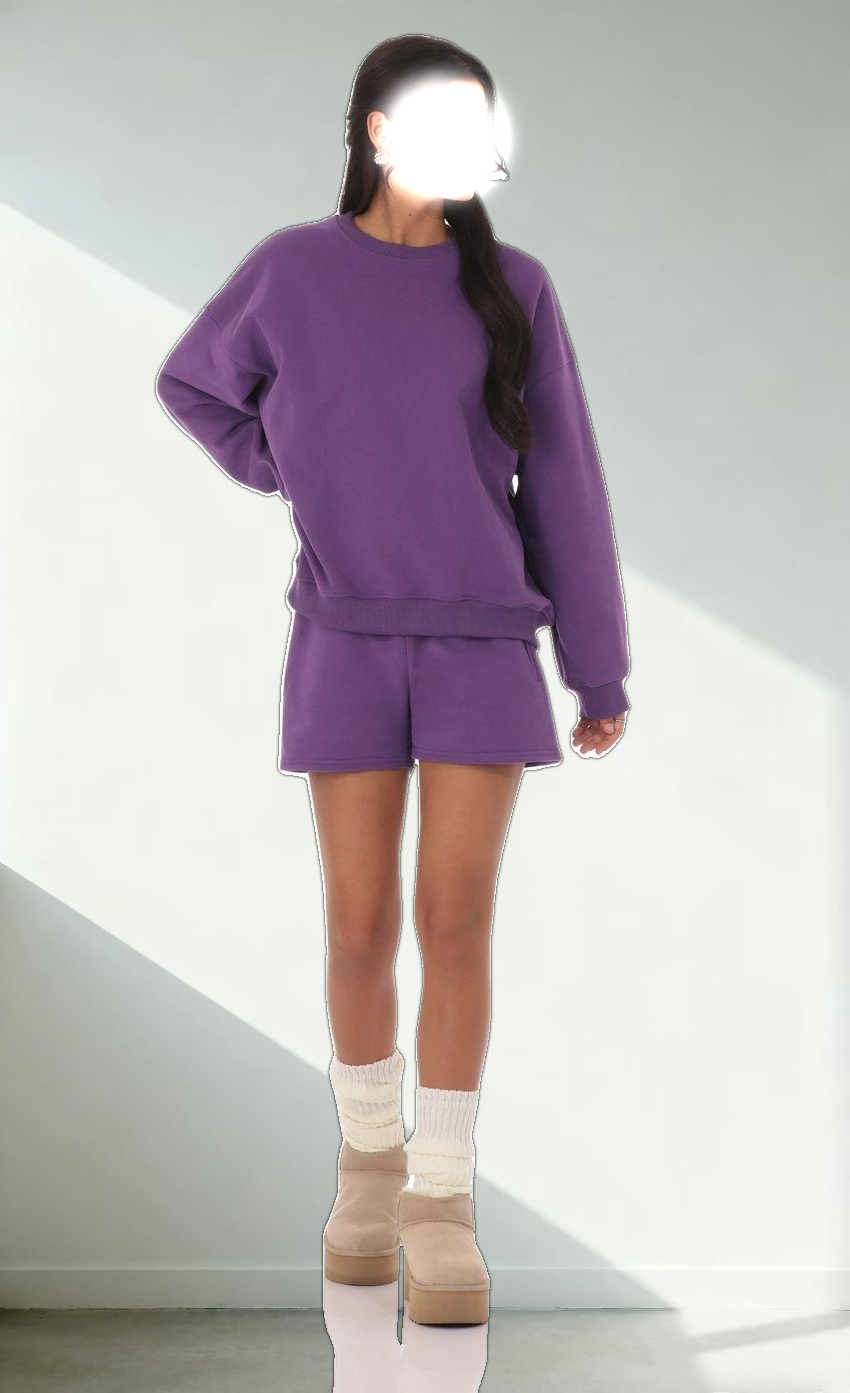 Fleece Sweat Shorts in Purple