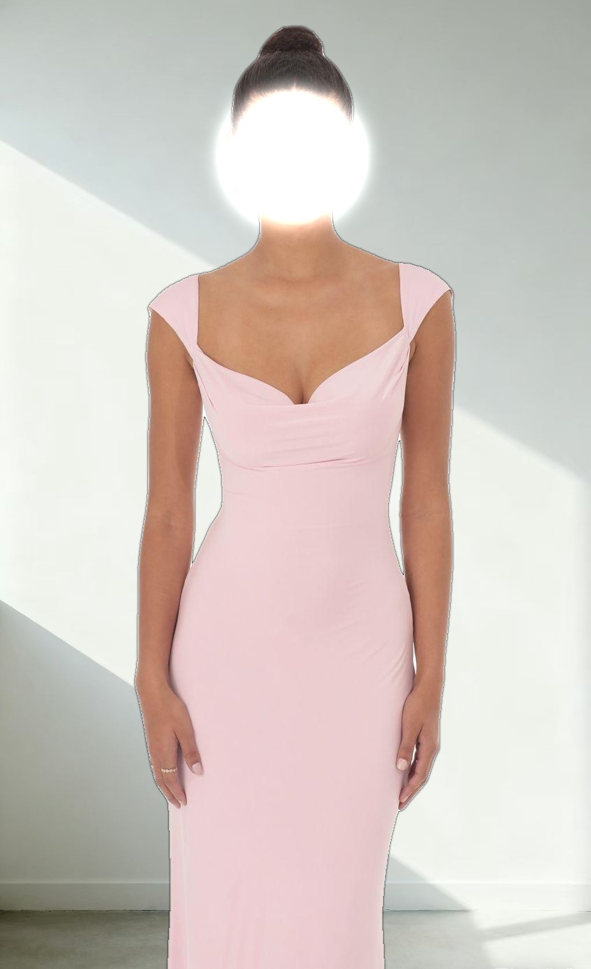 Strappy Cowl Neck Maxi Dress in Pink