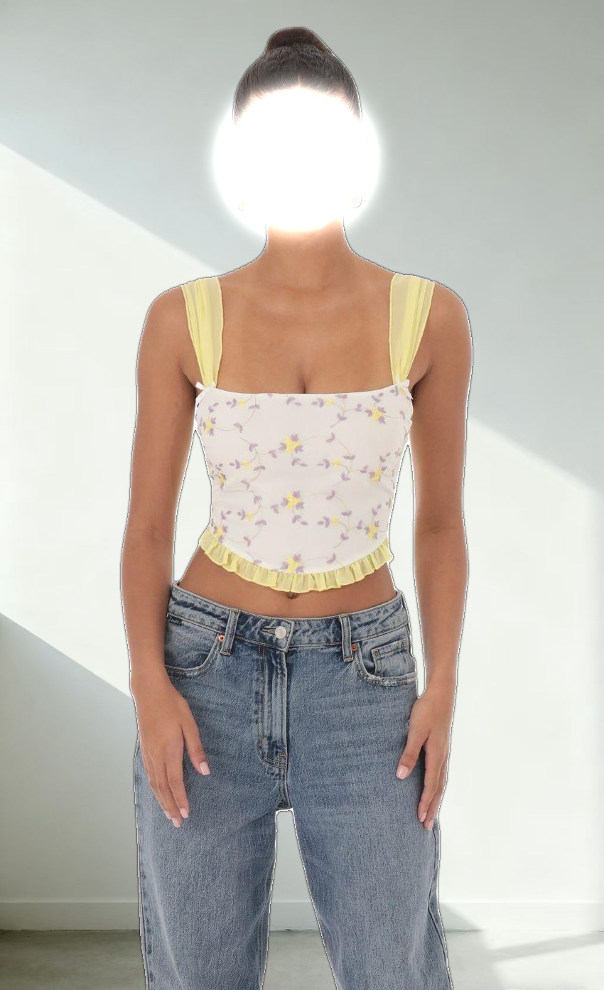 Floral Back Tie Top in White