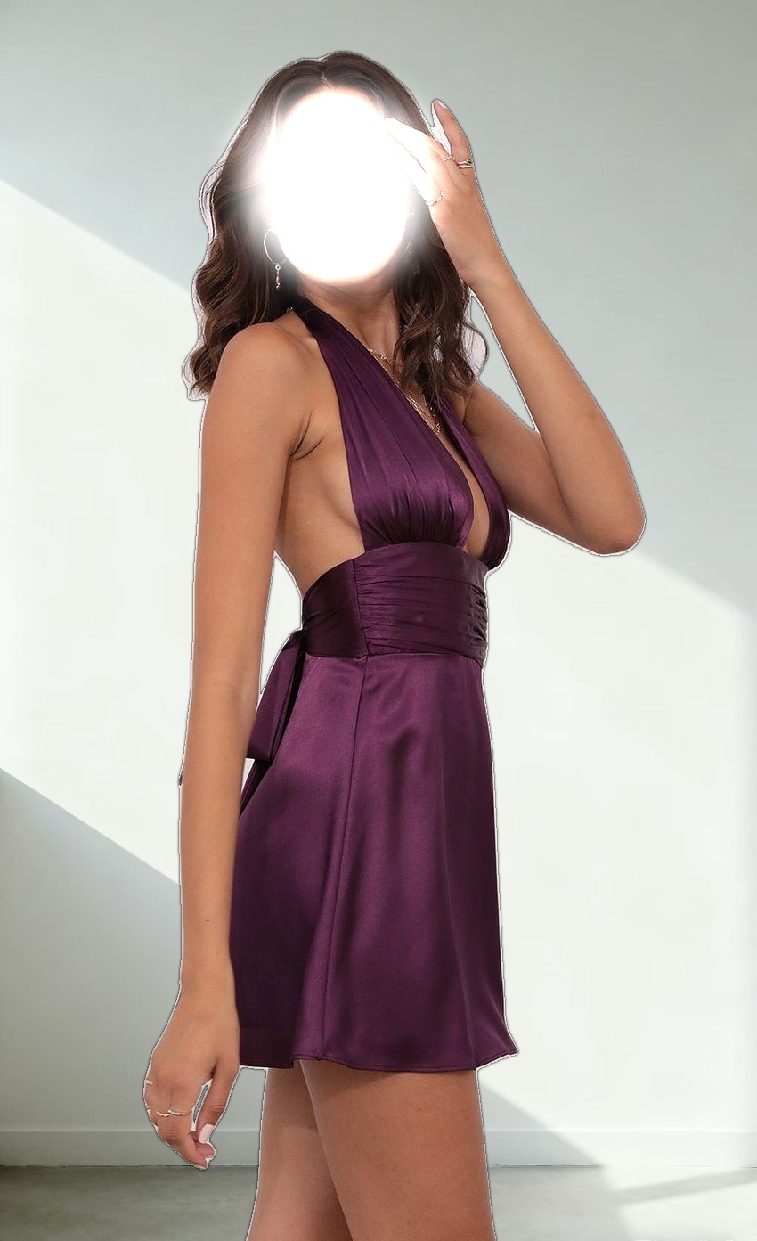 Satin Dress in Purple