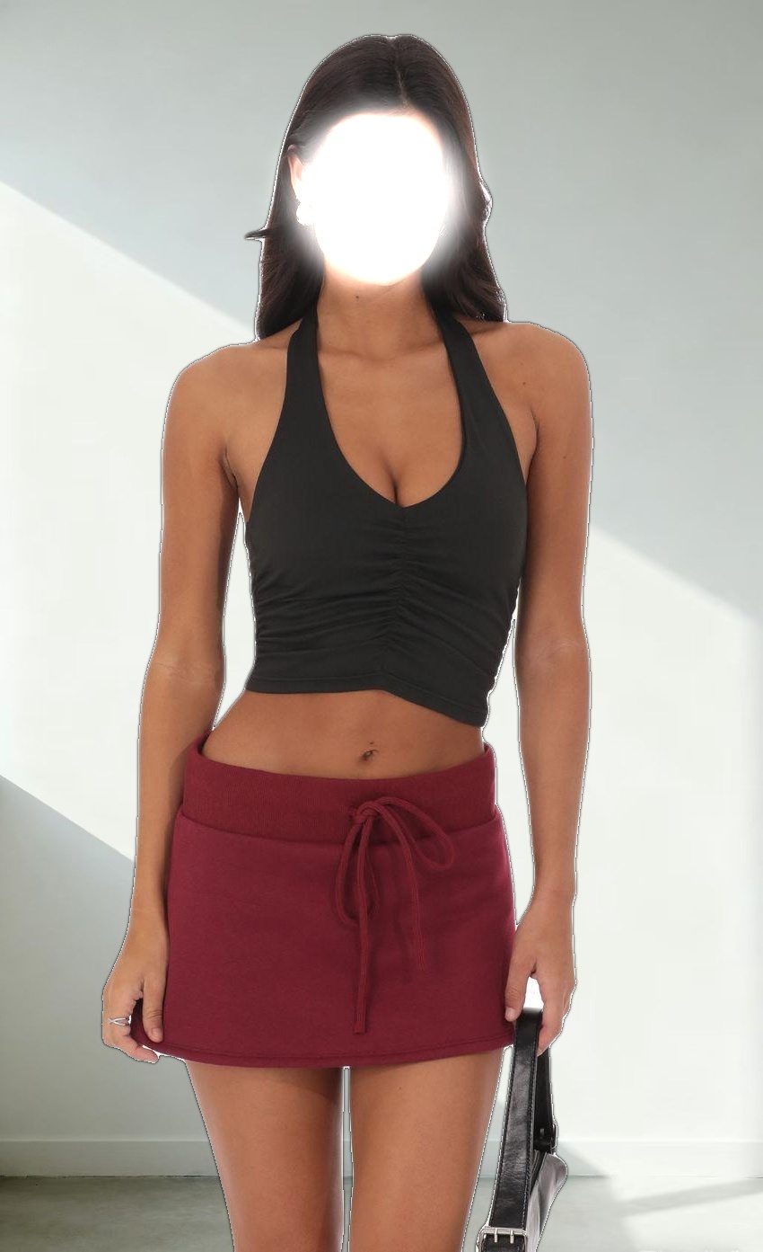 Ruched Halter Top in Black