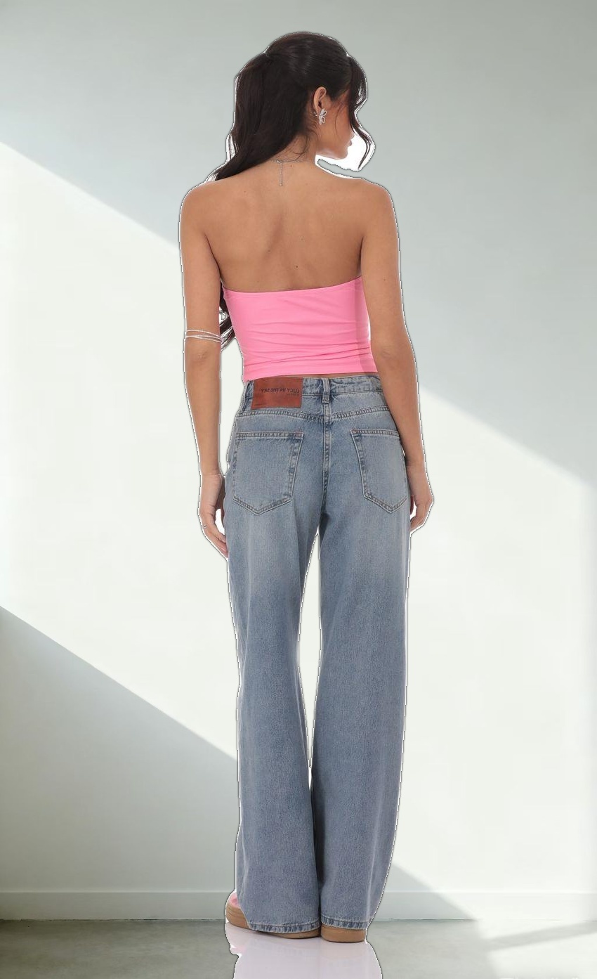 High Rise Wide Leg Jeans in Faded Denim