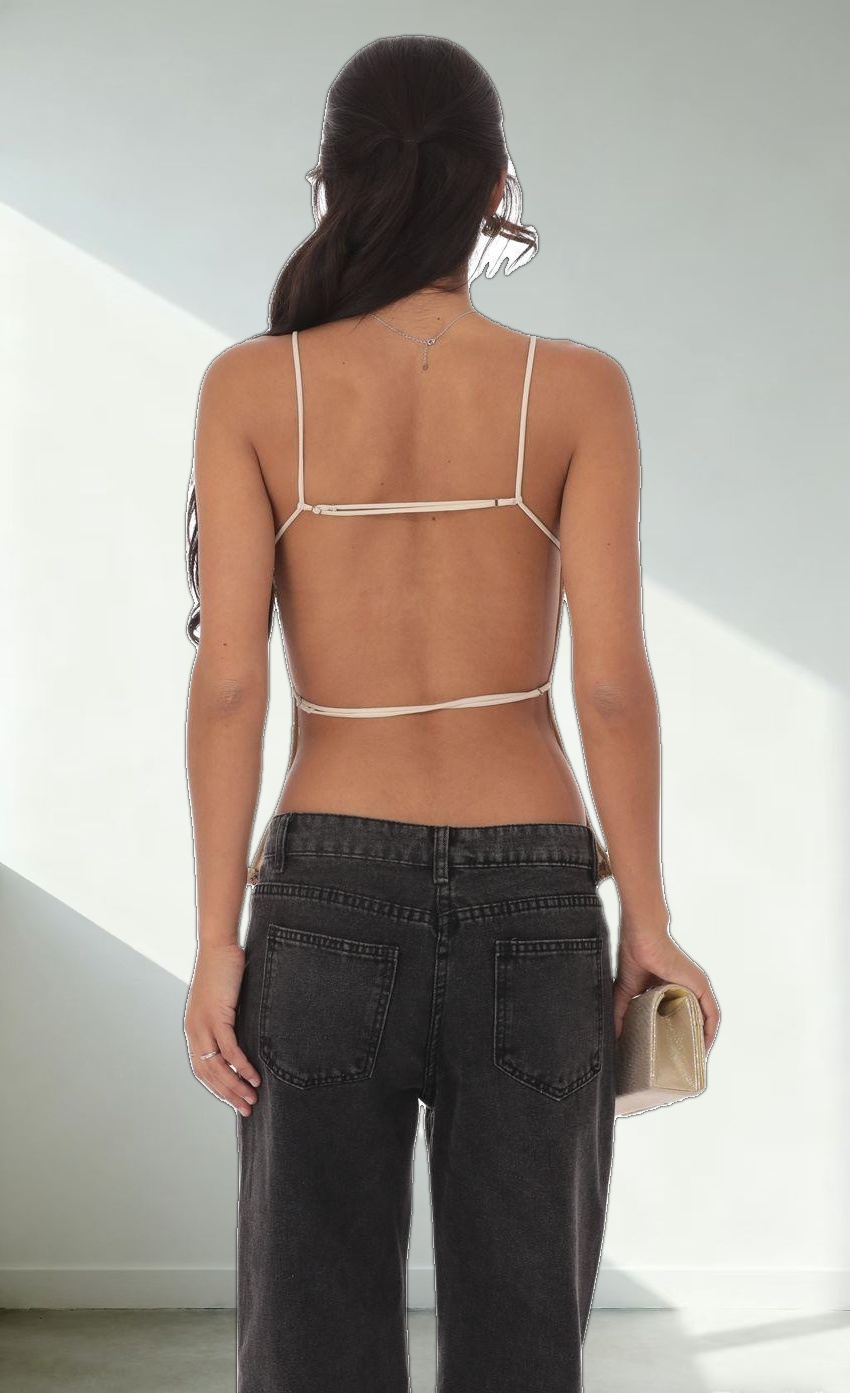 Sequin Open Back Top in Champagne