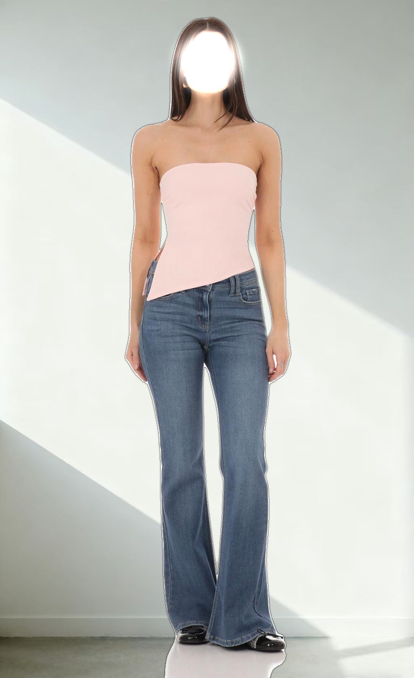 Strapless Side Slit Top in Pink