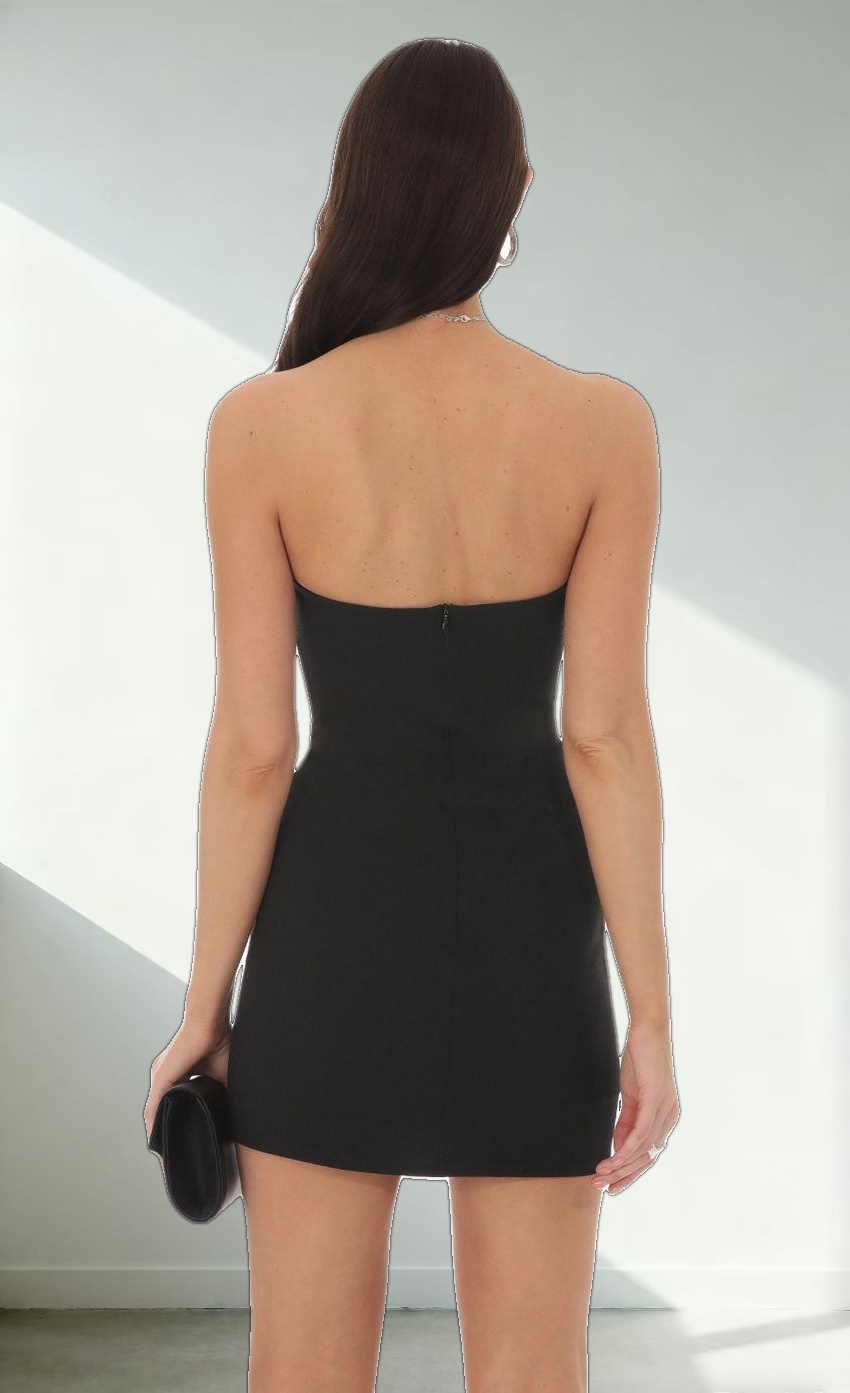 Front Bow Strapless Dress in Black