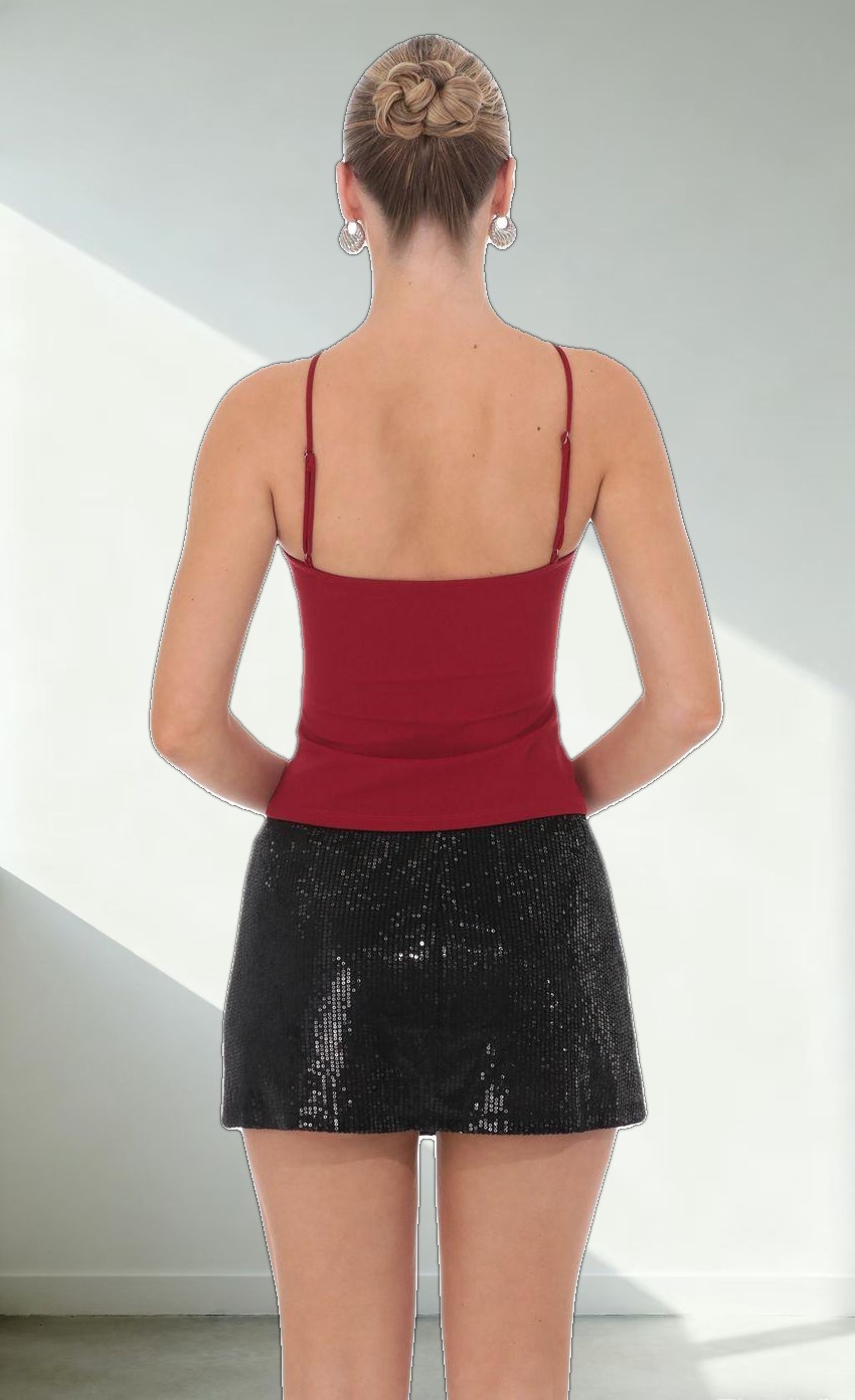 Sequin Mini Skort in Black