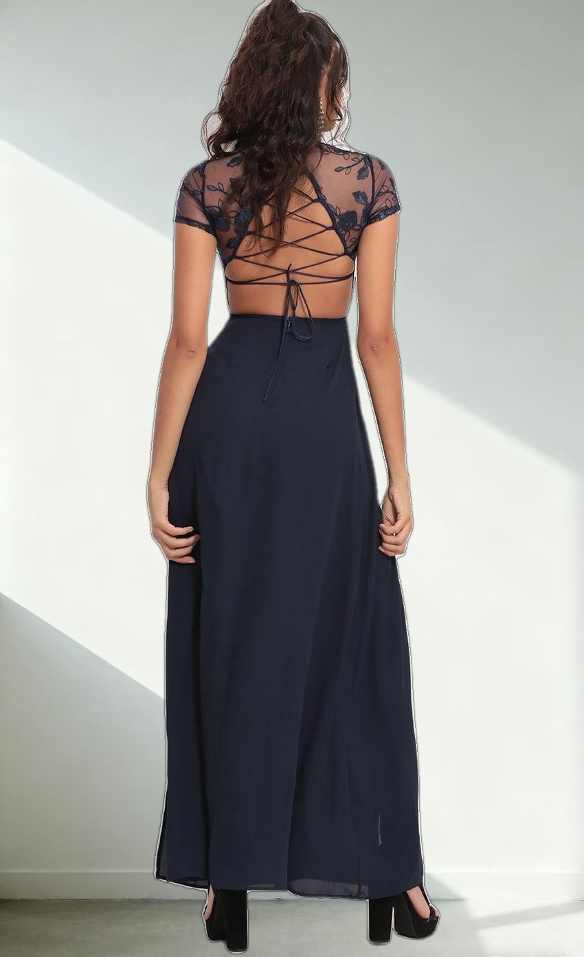 Heiress Lace Maxi Dress in Navy
