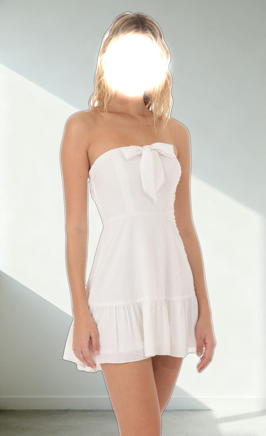 Dotted Strapless Corset Dress in White