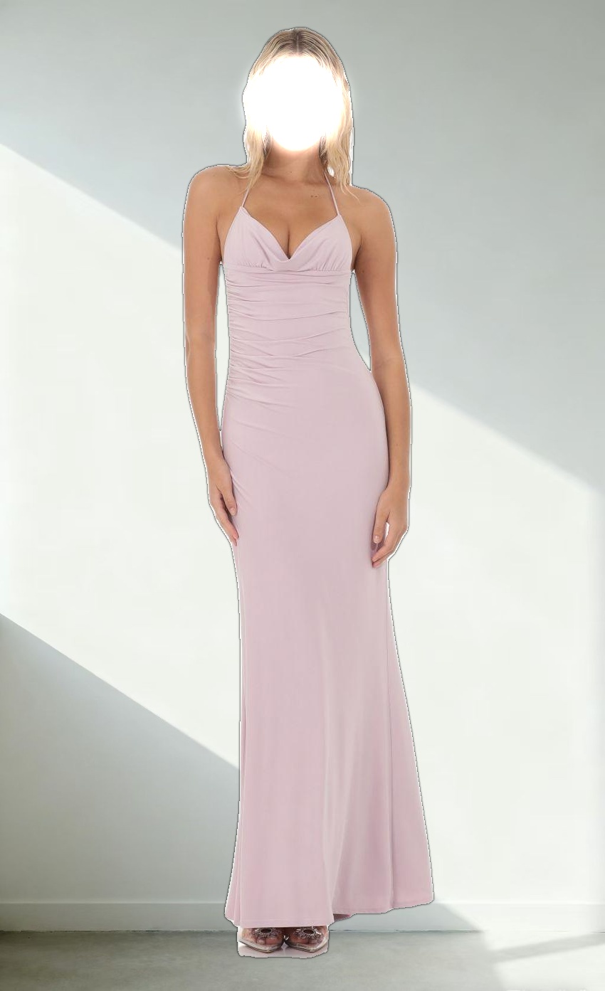 Halter Open Back Butterfly Maxi Dress in Lilac