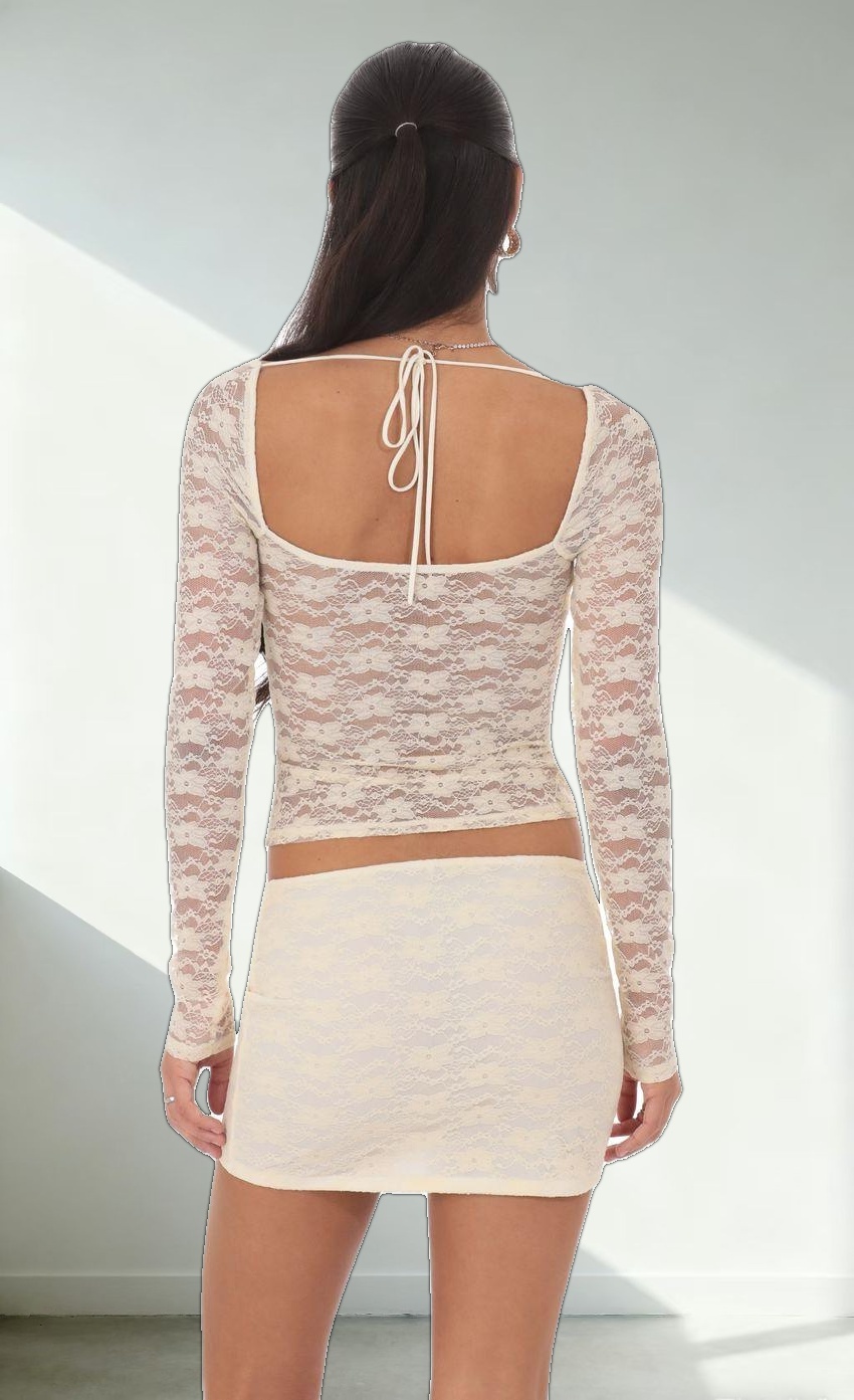 Sheer Lace Skirt in Pastel Yellow