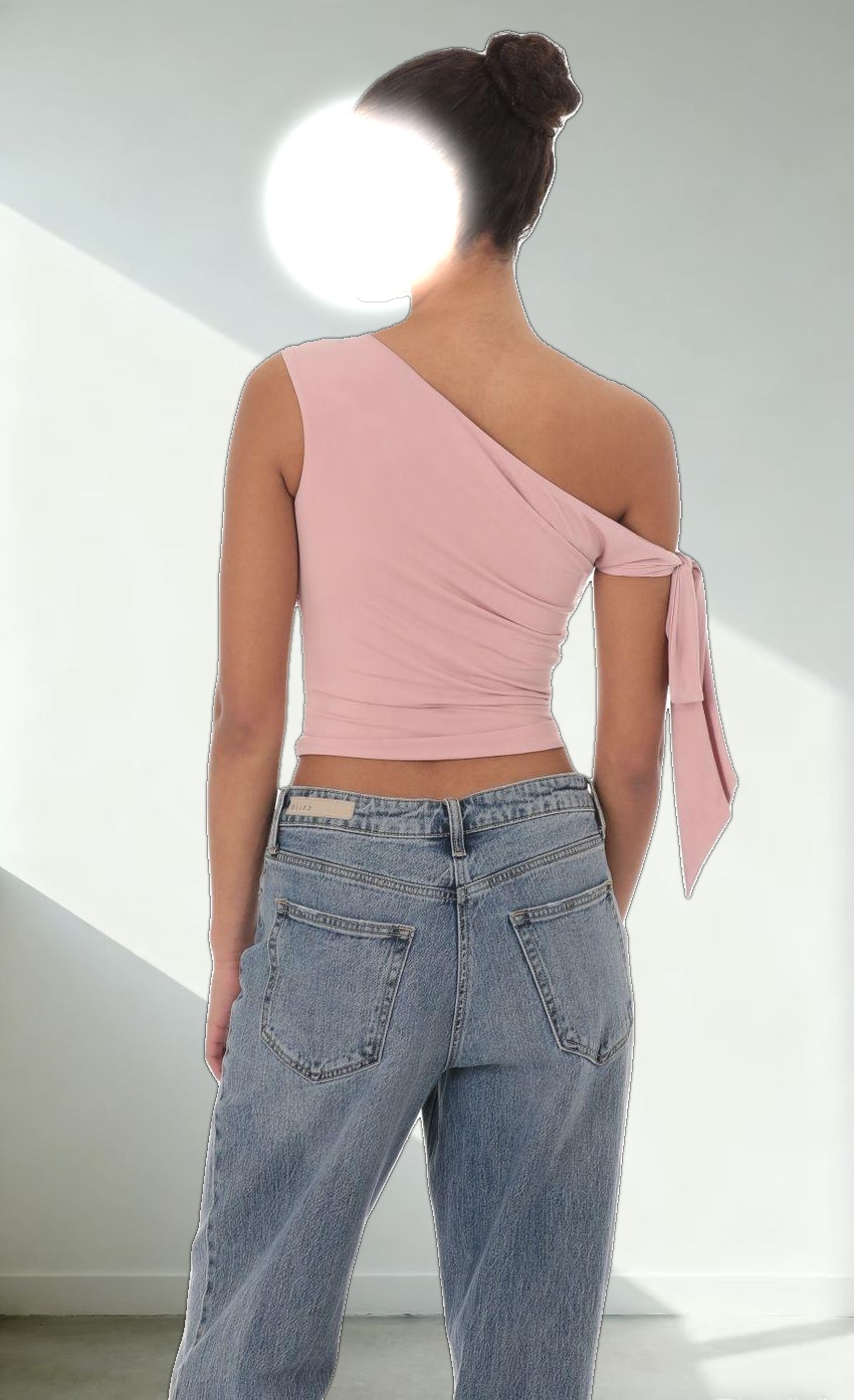 Off Should Tie Sleeve in Mauve Pink