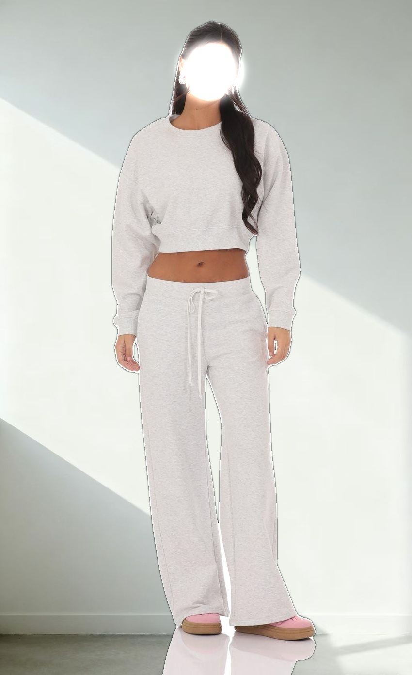 Cropped Jumper in Heather Grey