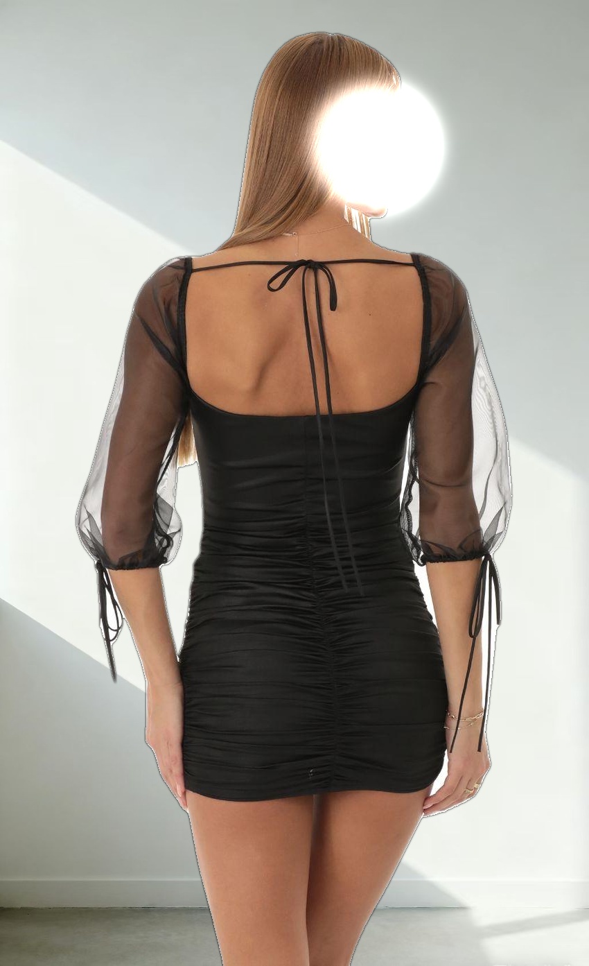 Faux Leather Bodycon Dress in Black