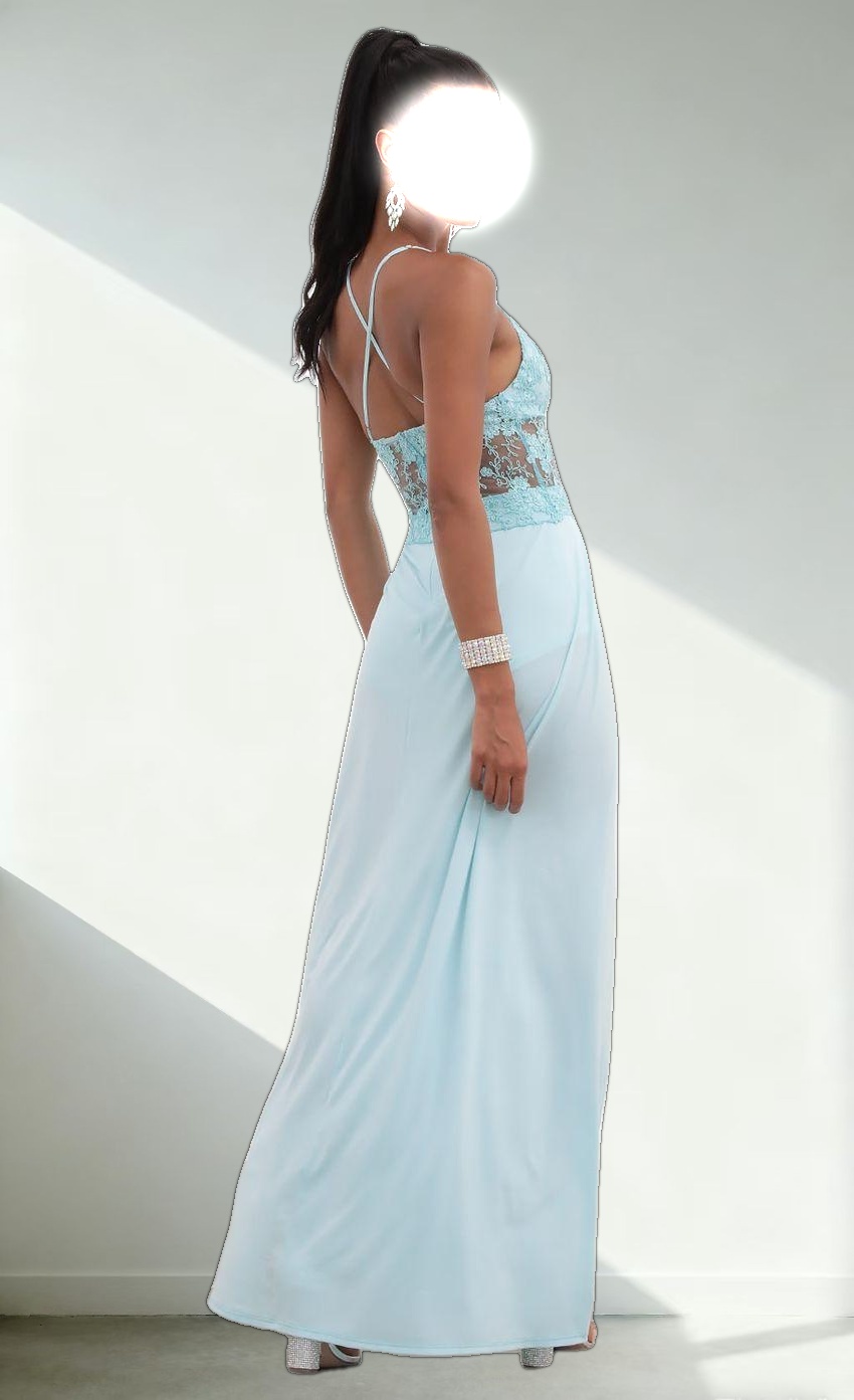 Lace Maxi Dress in Aqua Blue