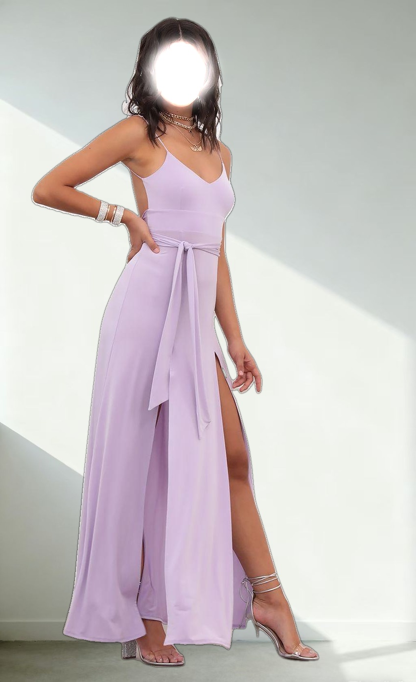 Satin Tie Maxi in Lilac