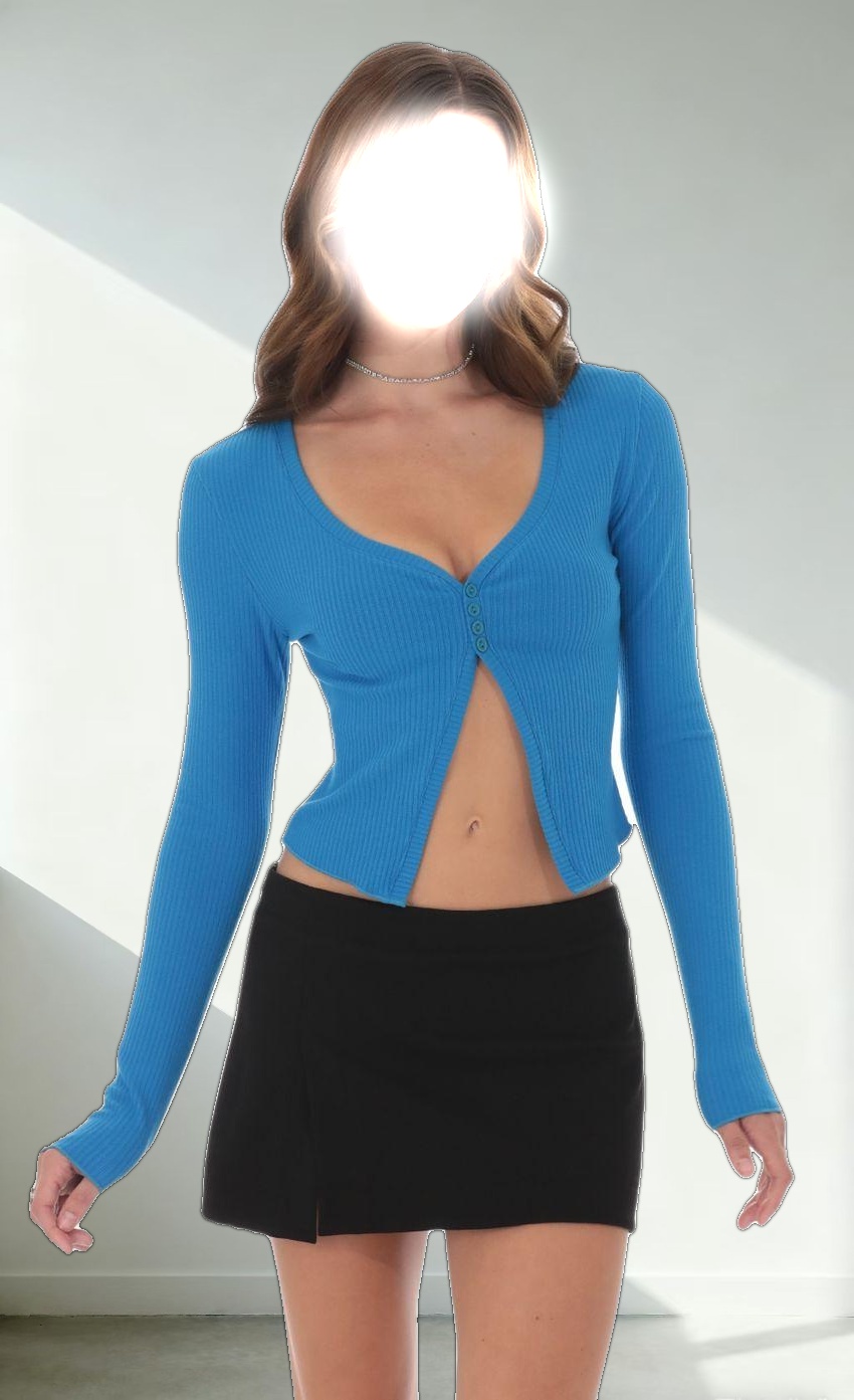 Ribbed Fly Away Top in Blue