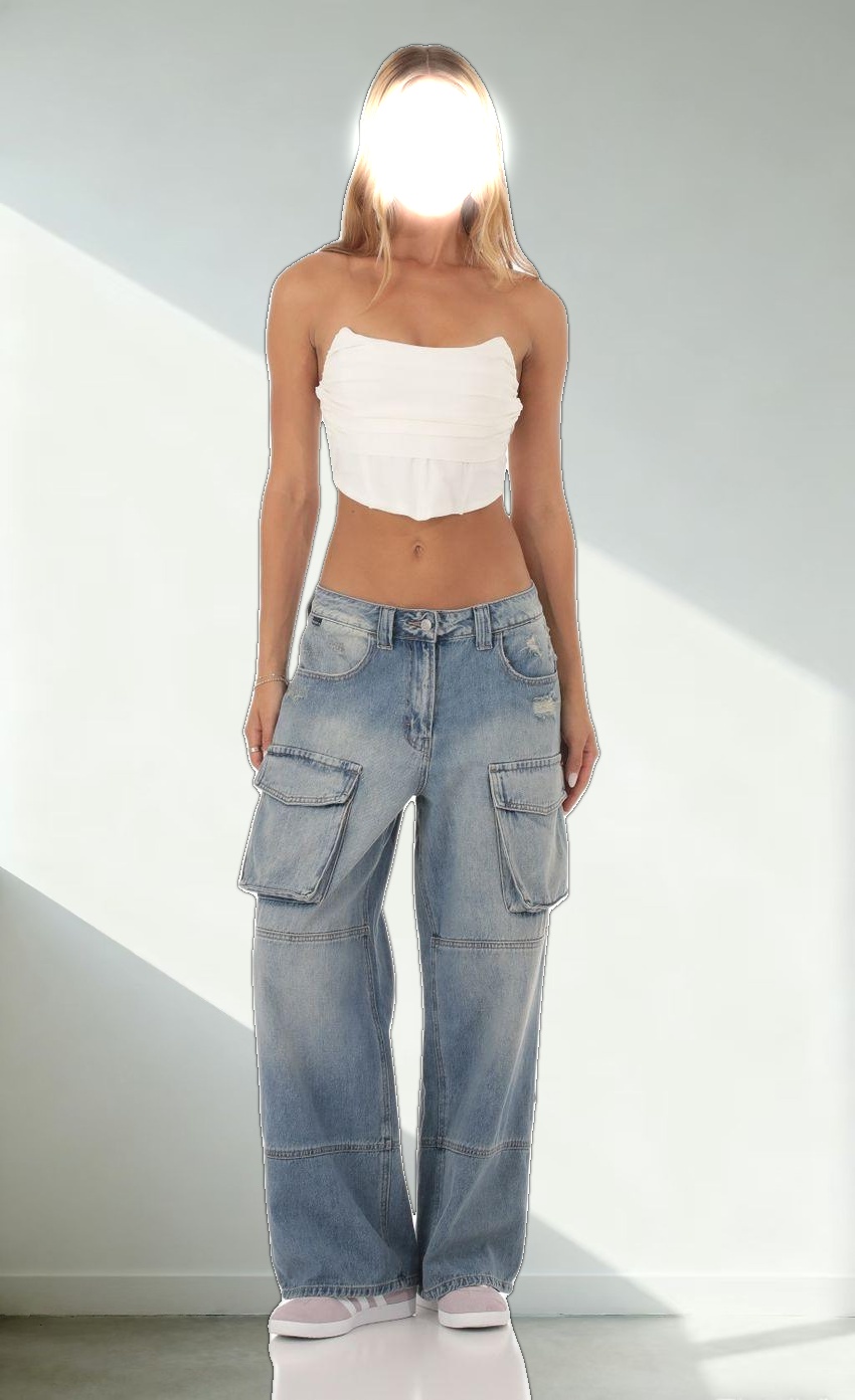 Baggy Cargo Jeans in Denim