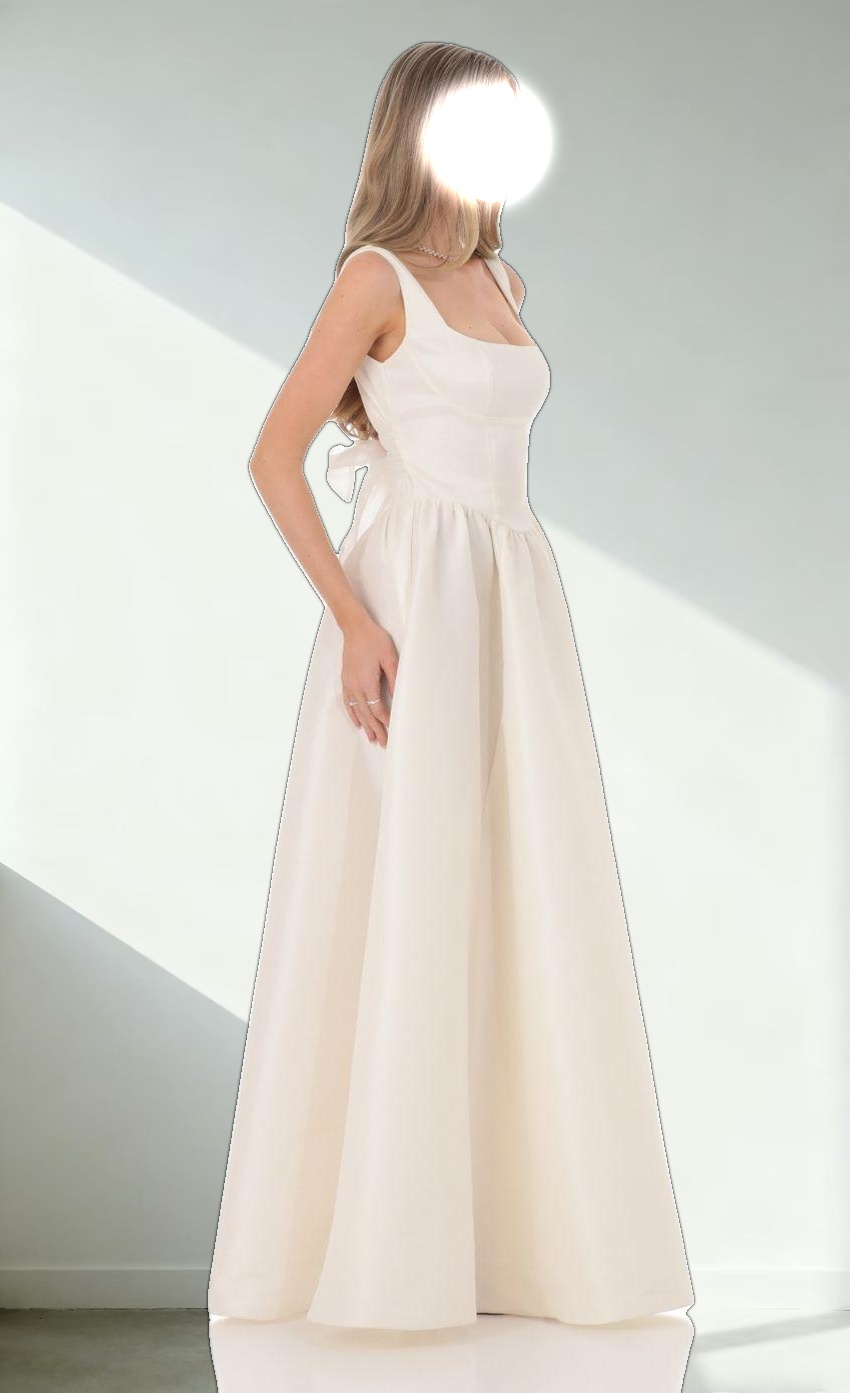 Back Bow Gown in White