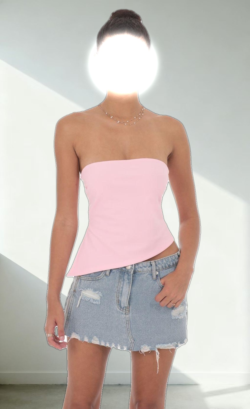Strapless Side Slit Top in Pink