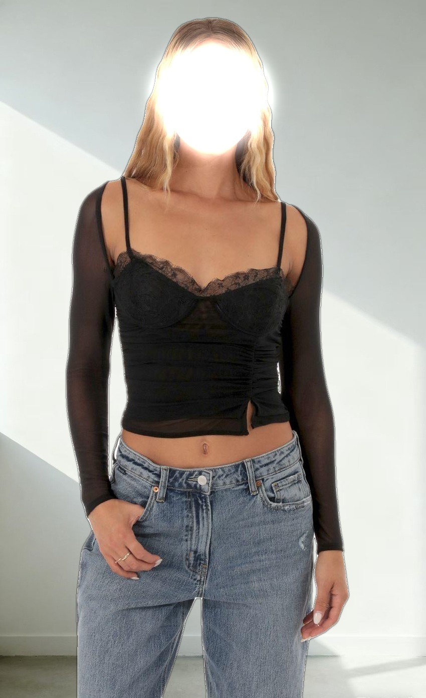 Mesh Lace Top in Black