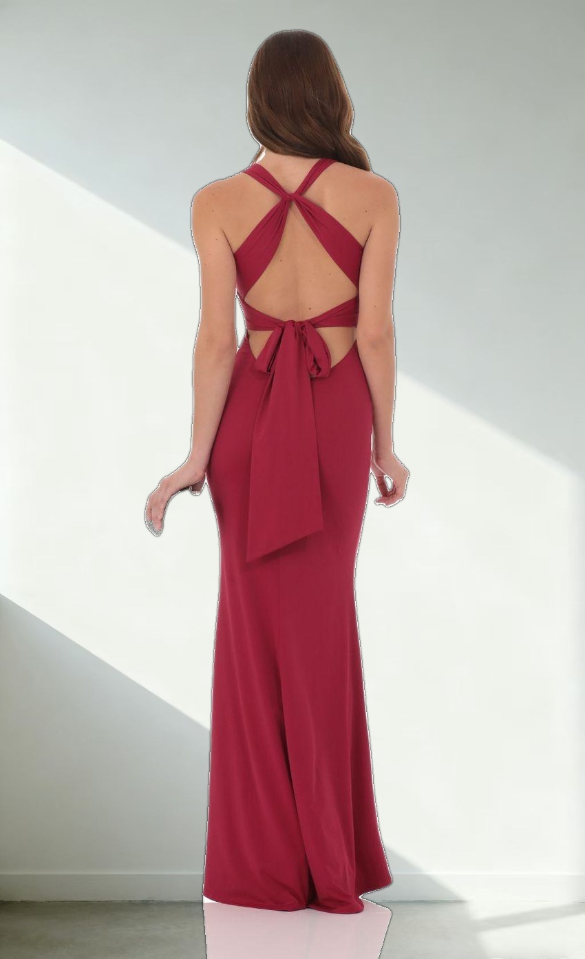 Twist V-Neck Maxi Dress in Wine