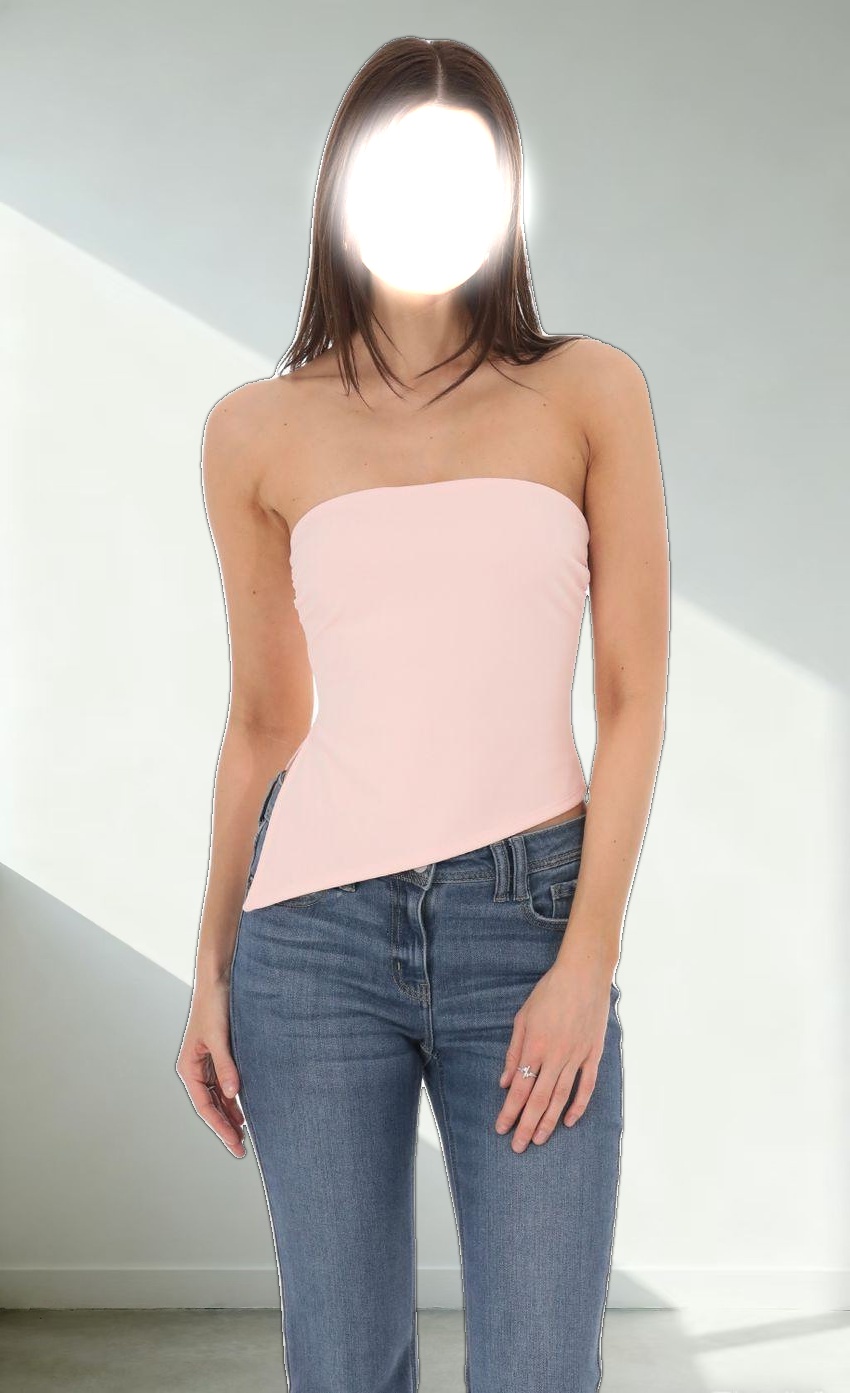 Strapless Side Slit Top in Pink